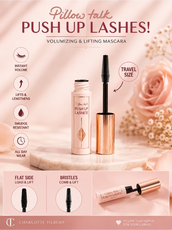 Charlotte Tilbury Other - Charlotte Tilbury Push Up Lashes Mascara — Rose Gold & Pink